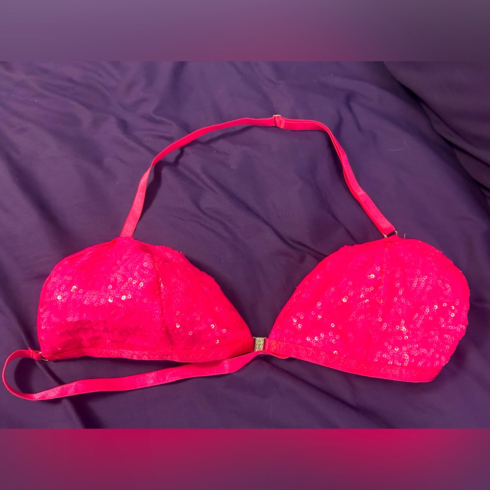 Neon pink sequin burlesque top